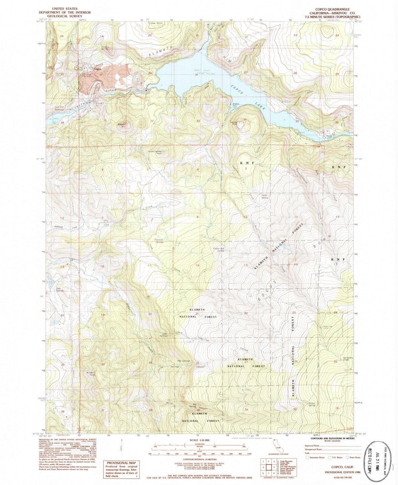 1984 Copco, CA - California - USGS Topographic Map