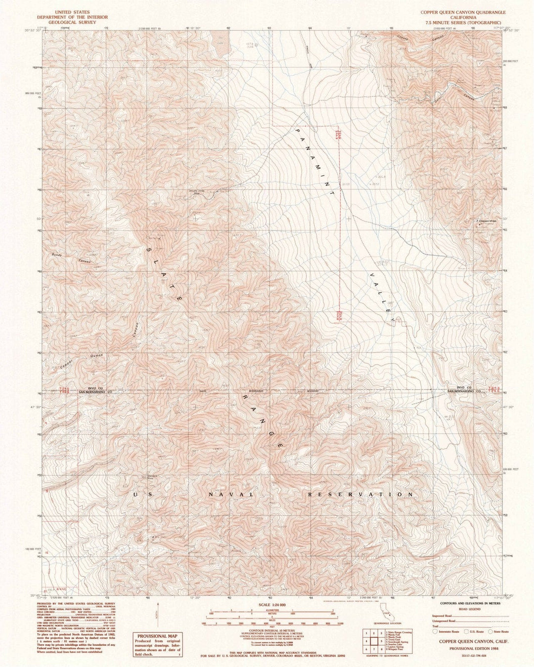 1984 Copper Queen Canyon, CA - California - USGS Topographic Map