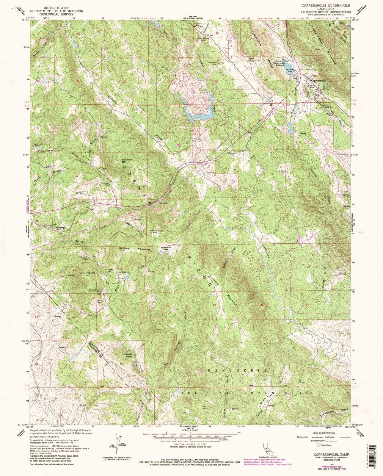 1962 Copperopolis, CA - California - USGS Topographic Map
