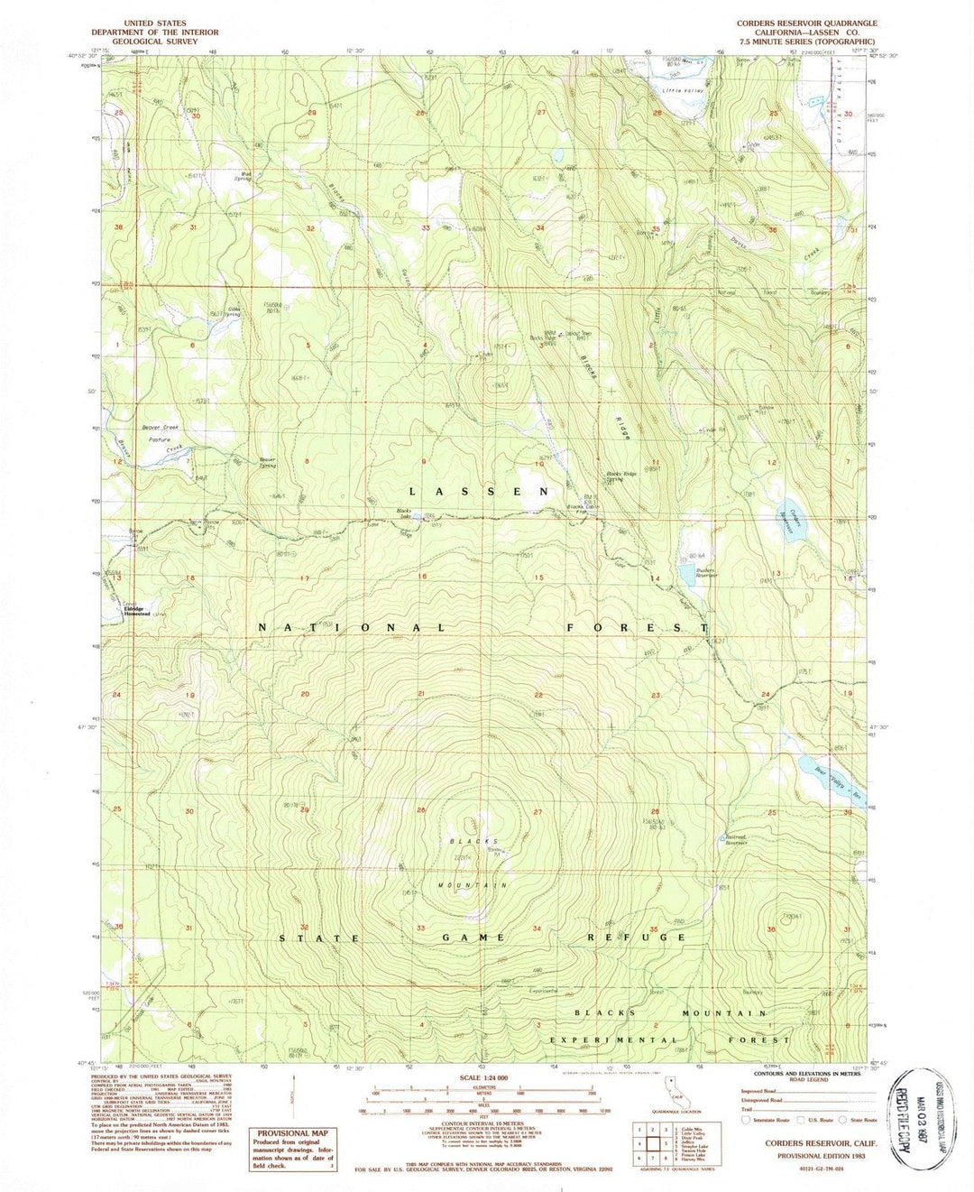 1983 Corders Reservoir, CA - California - USGS Topographic Map