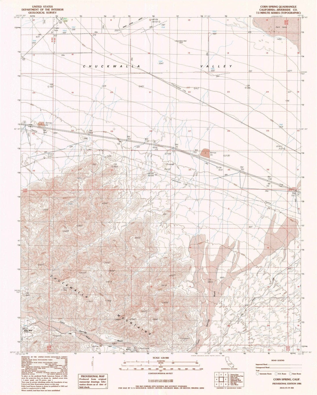 1986 Corn Spring, CA - California - USGS Topographic Map