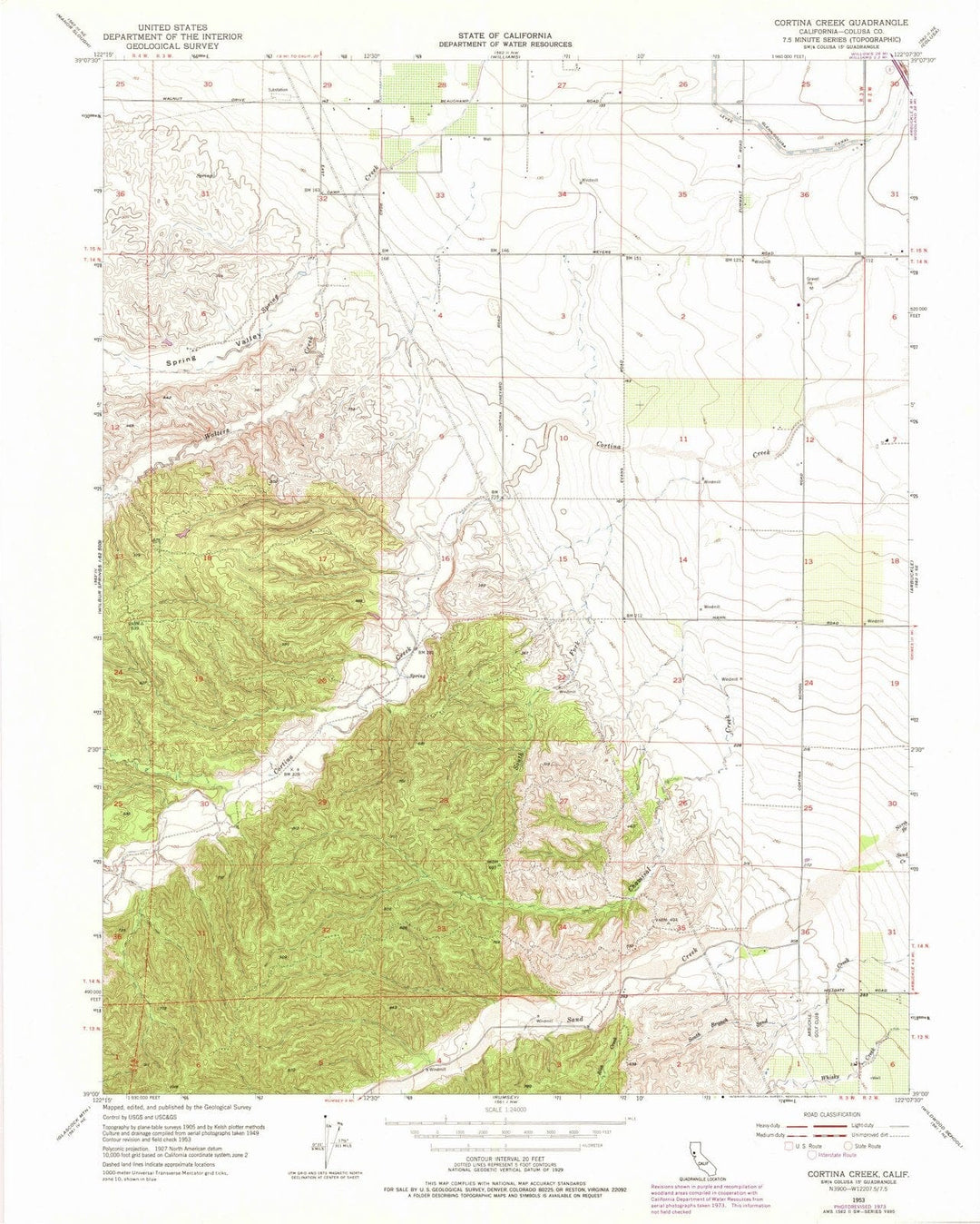 1953 Cortina Creek, CA - California - USGS Topographic Map