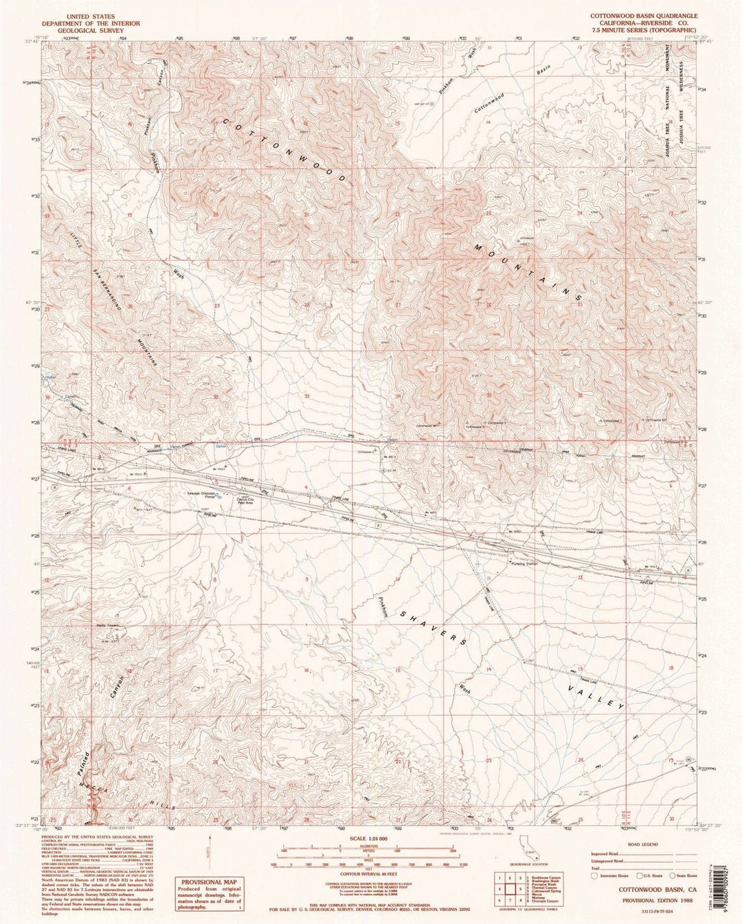 1988 Cottonwood Basin, CA - California - USGS Topographic Map