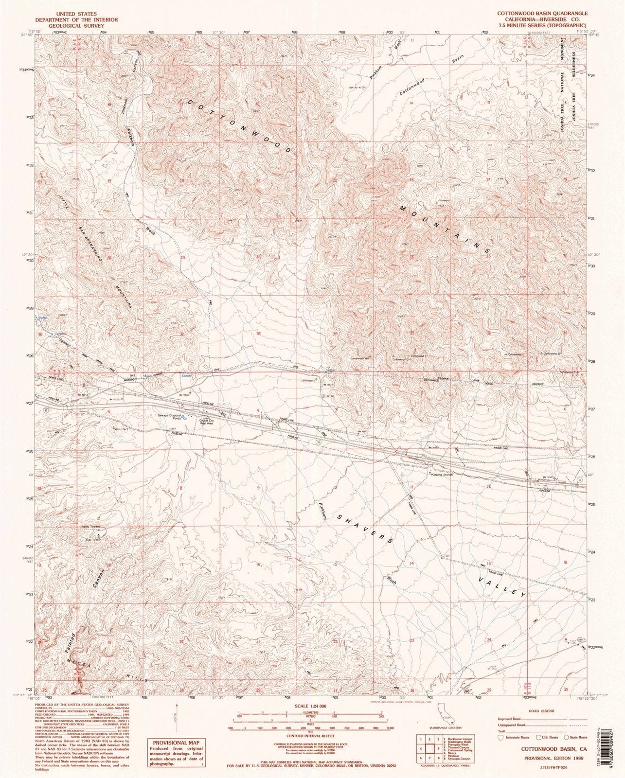 1988 Cottonwood Basin, CA - California - USGS Topographic Map