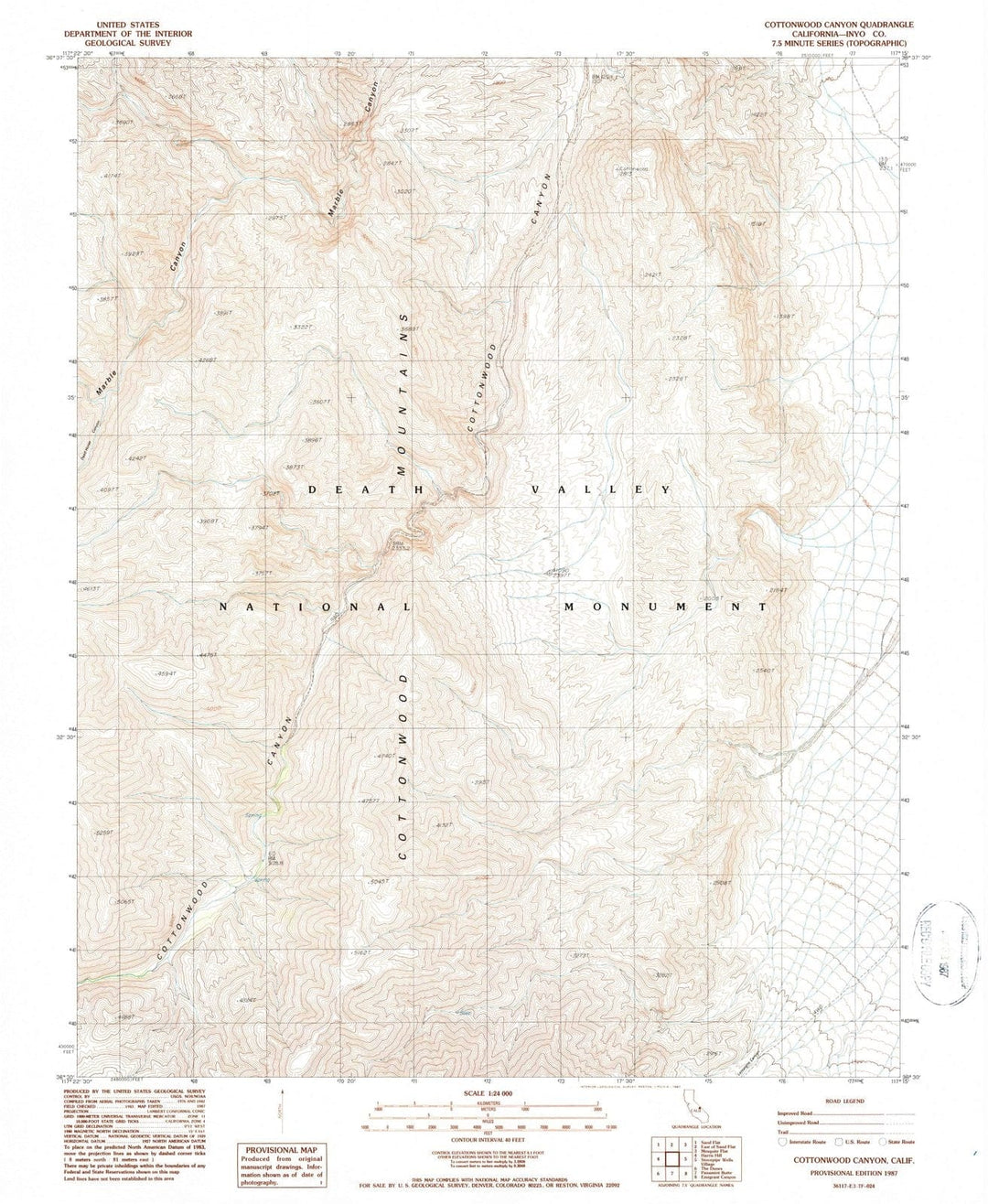 1987 Cottonwood Canyon, CA - California - USGS Topographic Map