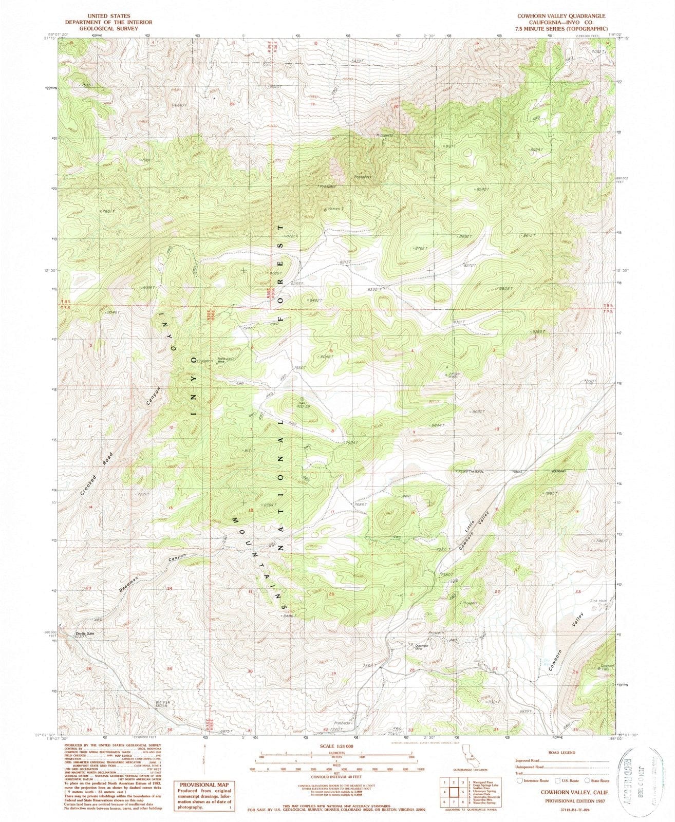 1987 Cowhorn Valley, CA - California - USGS Topographic Map