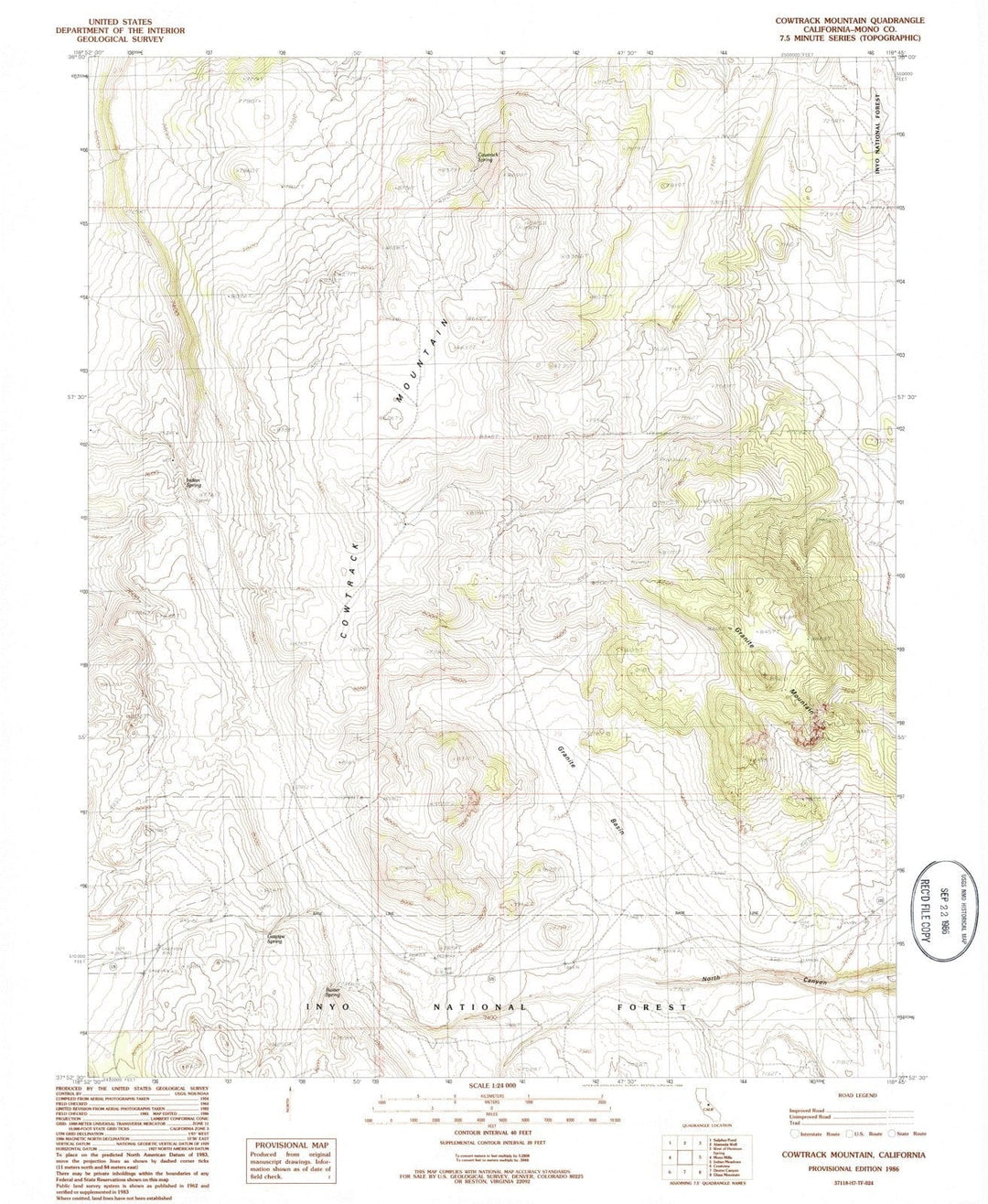 1986 Cowtrack Mountain, CA - California - USGS Topographic Map
