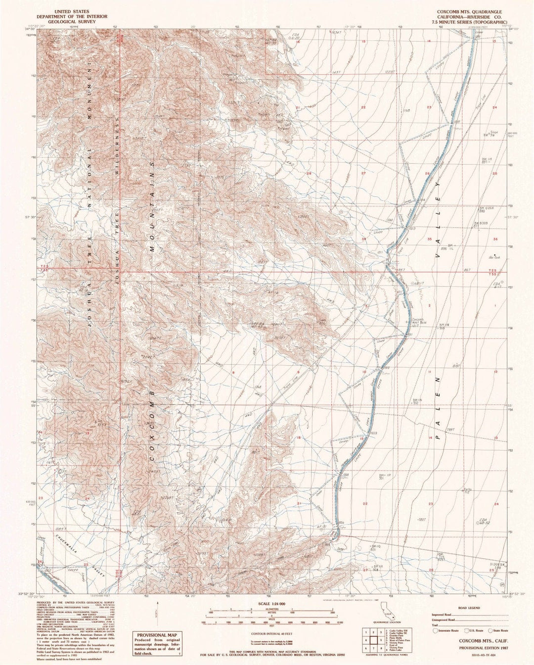 1987 Coxcomb MTS, CA - California - USGS Topographic Map