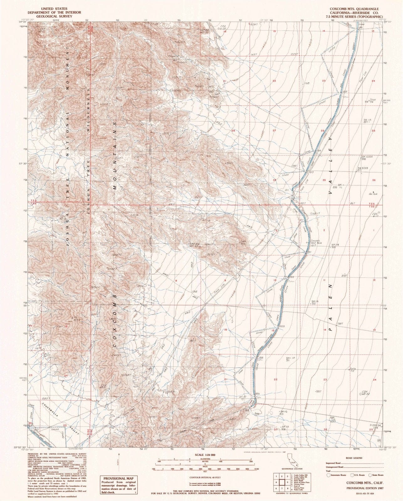 1987 Coxcomb MTS, CA - California - USGS Topographic Map