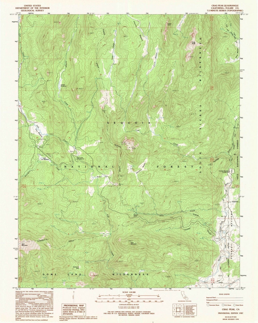 1987 Crag Peak, CA - California - USGS Topographic Map