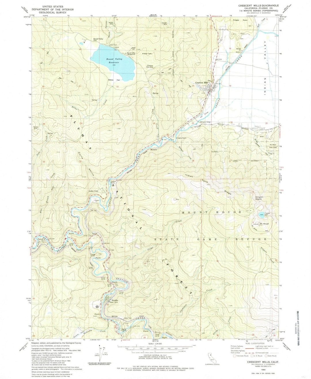 1980 Crescent Mills, CA - California - USGS Topographic Map