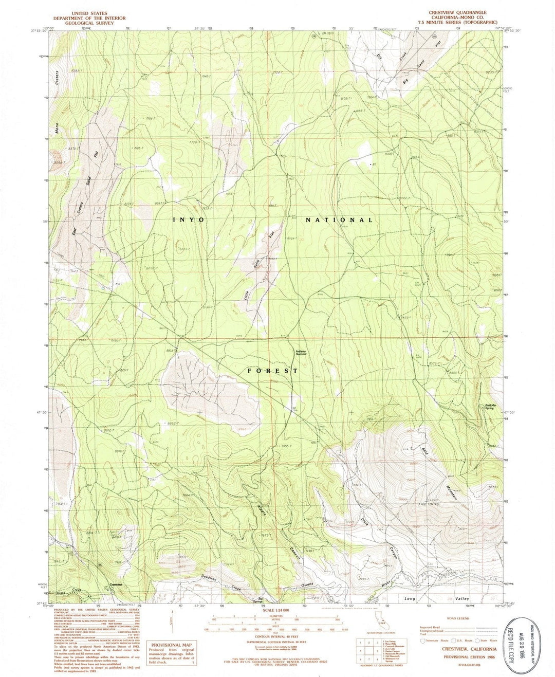 1986 Crestview, CA - California - USGS Topographic Map