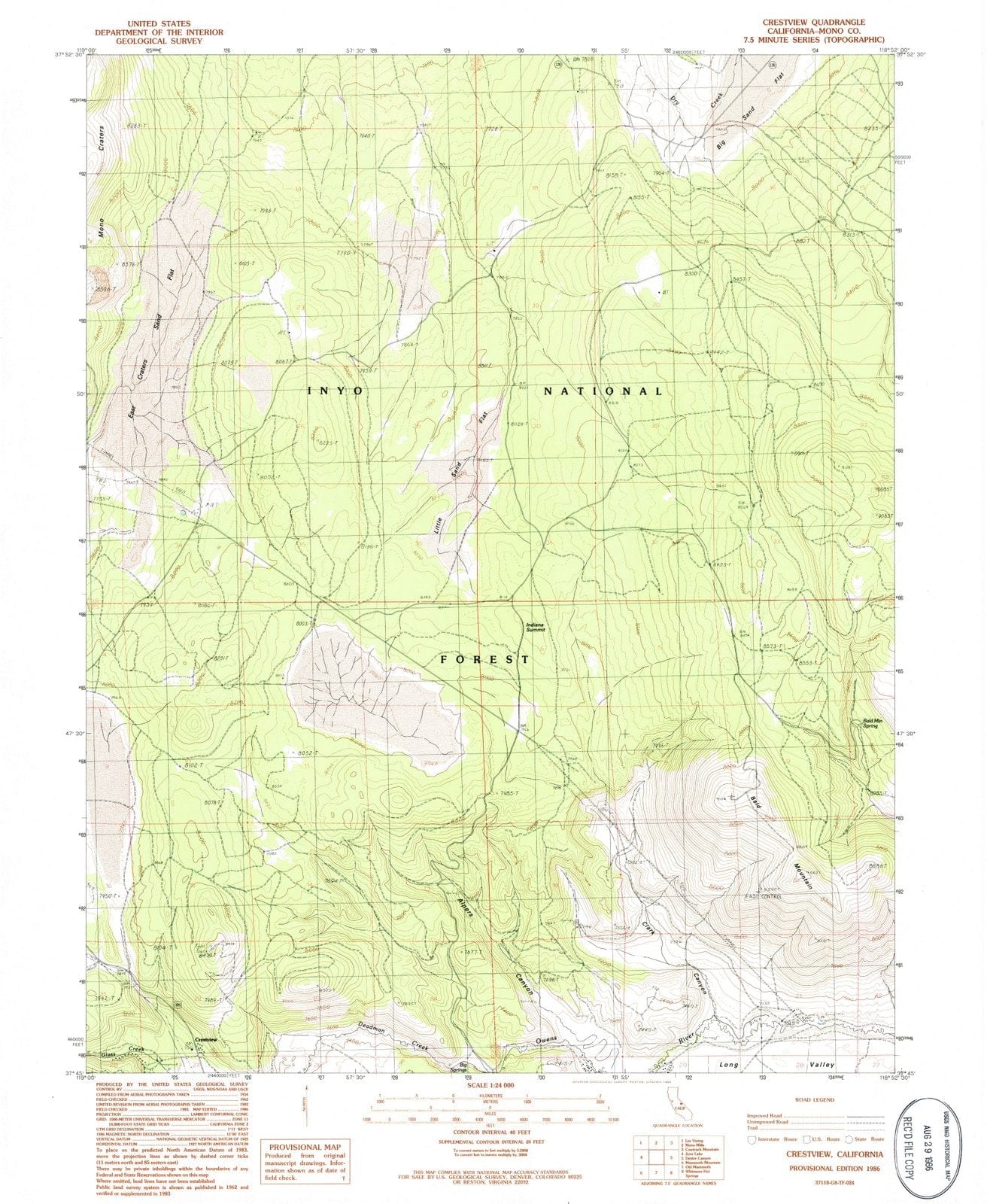 1986 Crestview, CA - California - USGS Topographic Map