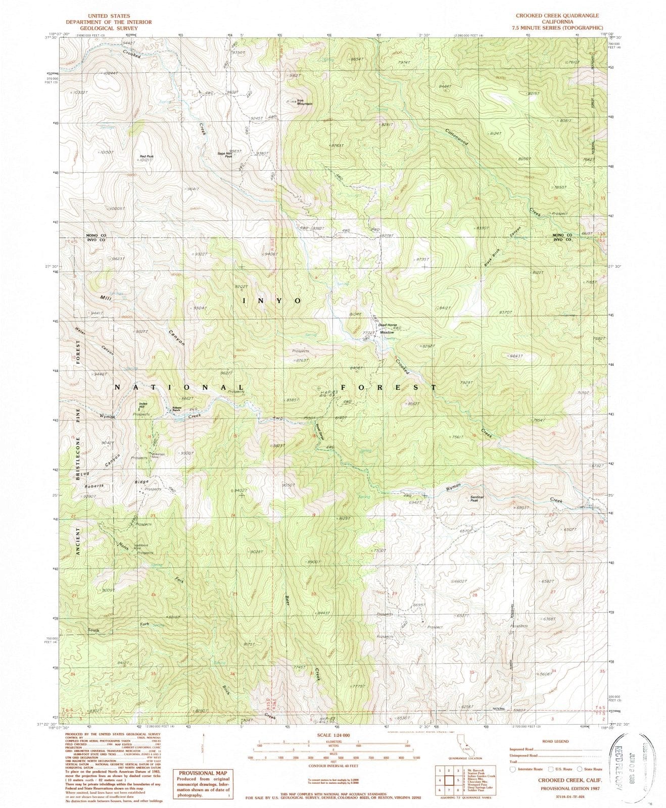 1987 Crooked Creek, CA - California - USGS Topographic Map