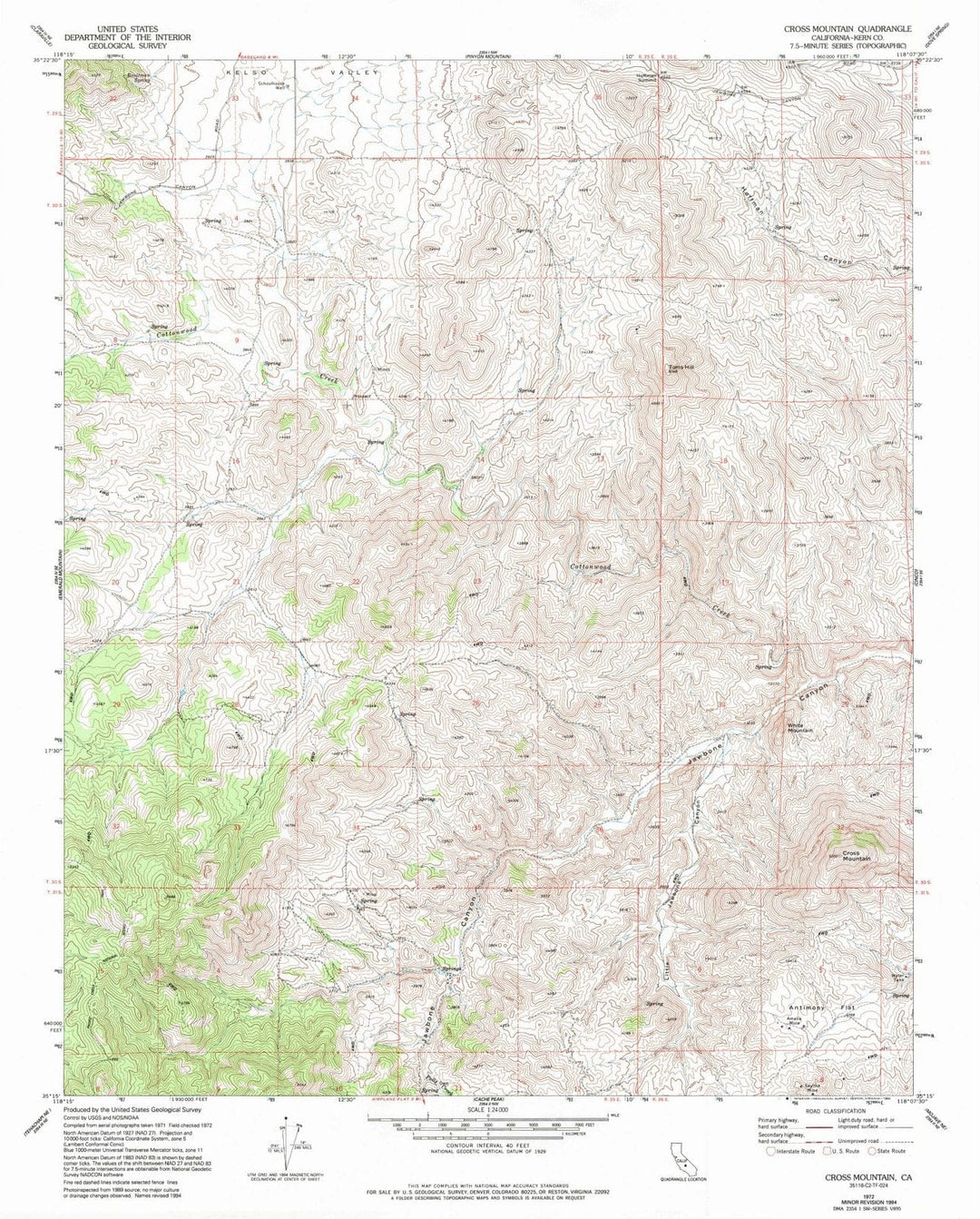 1972 Cross Mountain, CA - California - USGS Topographic Map