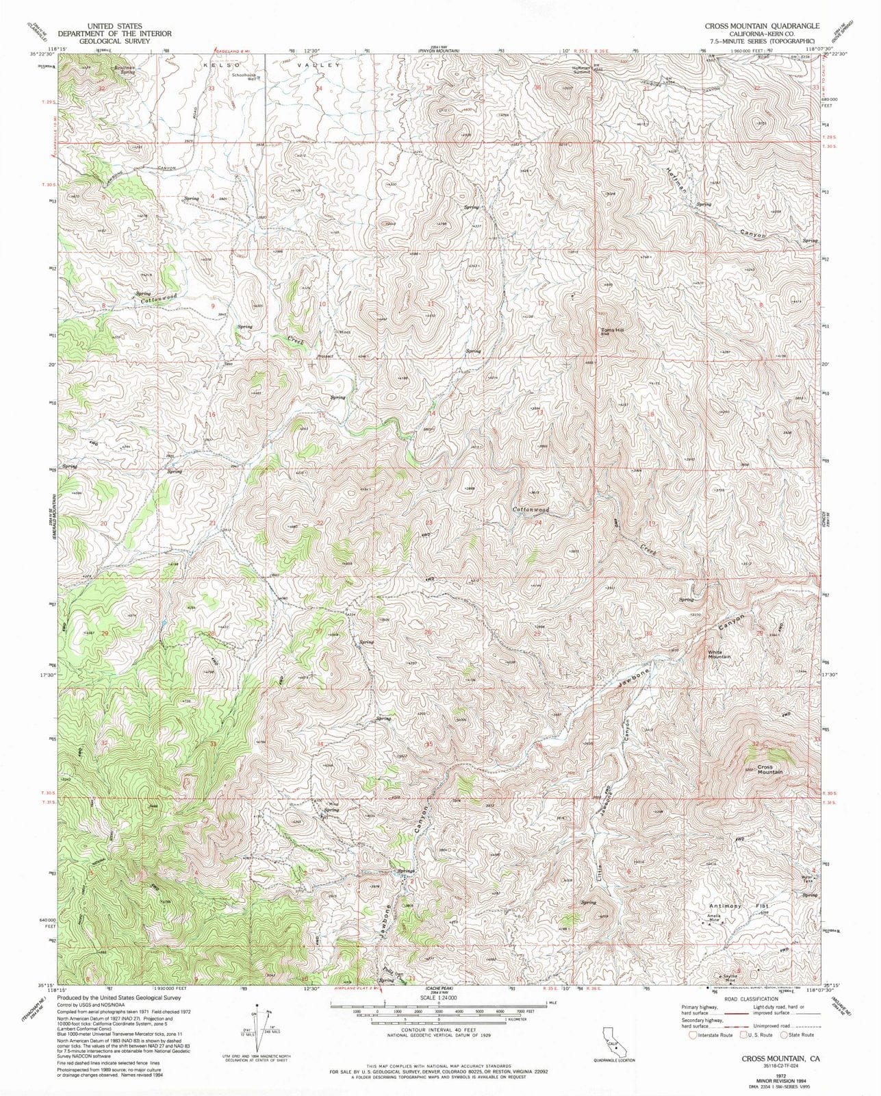 1972 Cross Mountain, CA - California - USGS Topographic Map