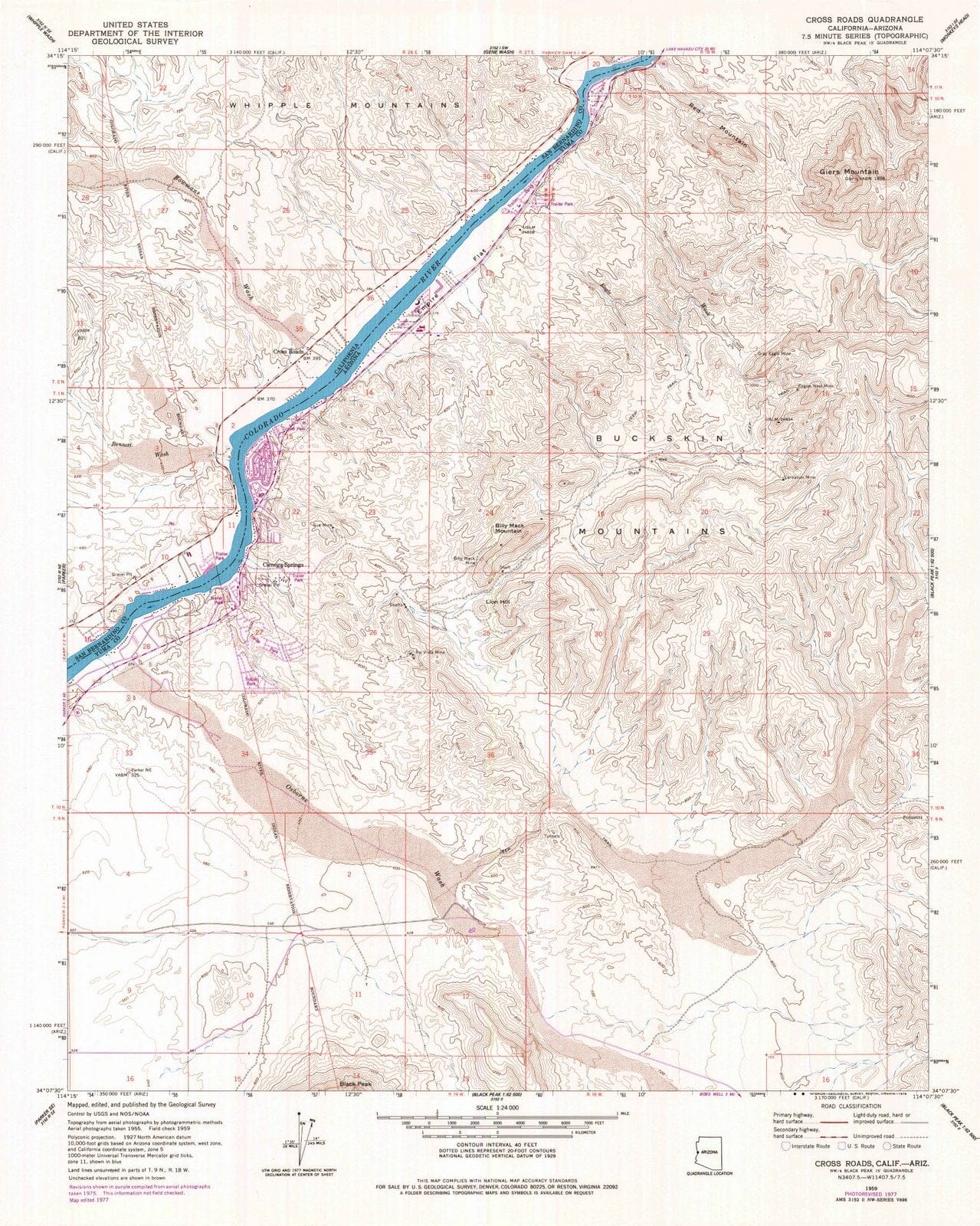 1959 Cross Roads, CA - California - USGS Topographic Map