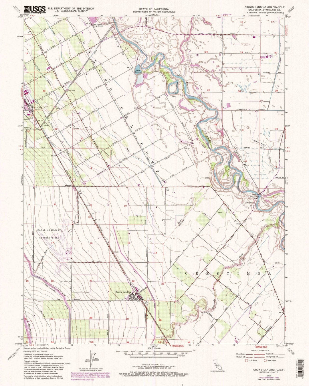 1952 Crows Landing, CA - California - USGS Topographic Map