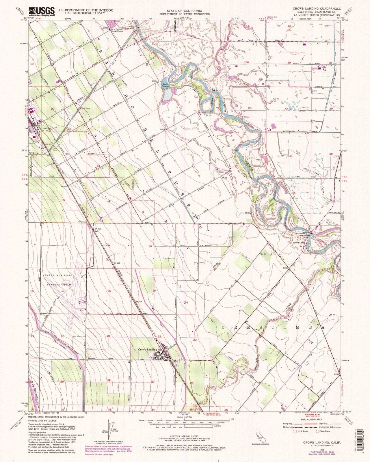 1952 Crows Landing, CA - California - USGS Topographic Map