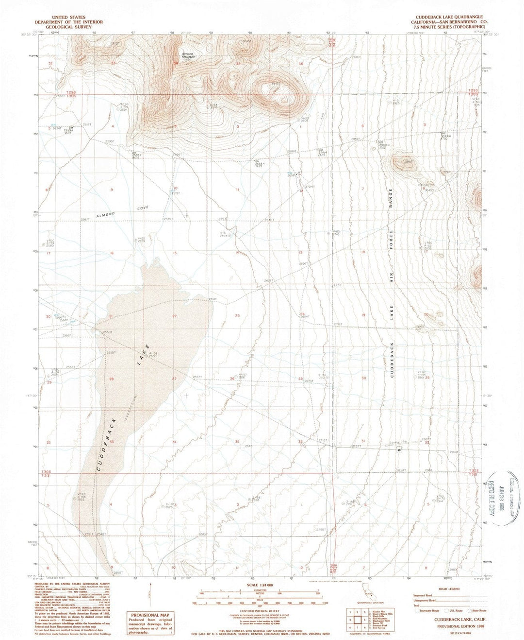 1988 Cuddeback Lake, CA - California - USGS Topographic Map