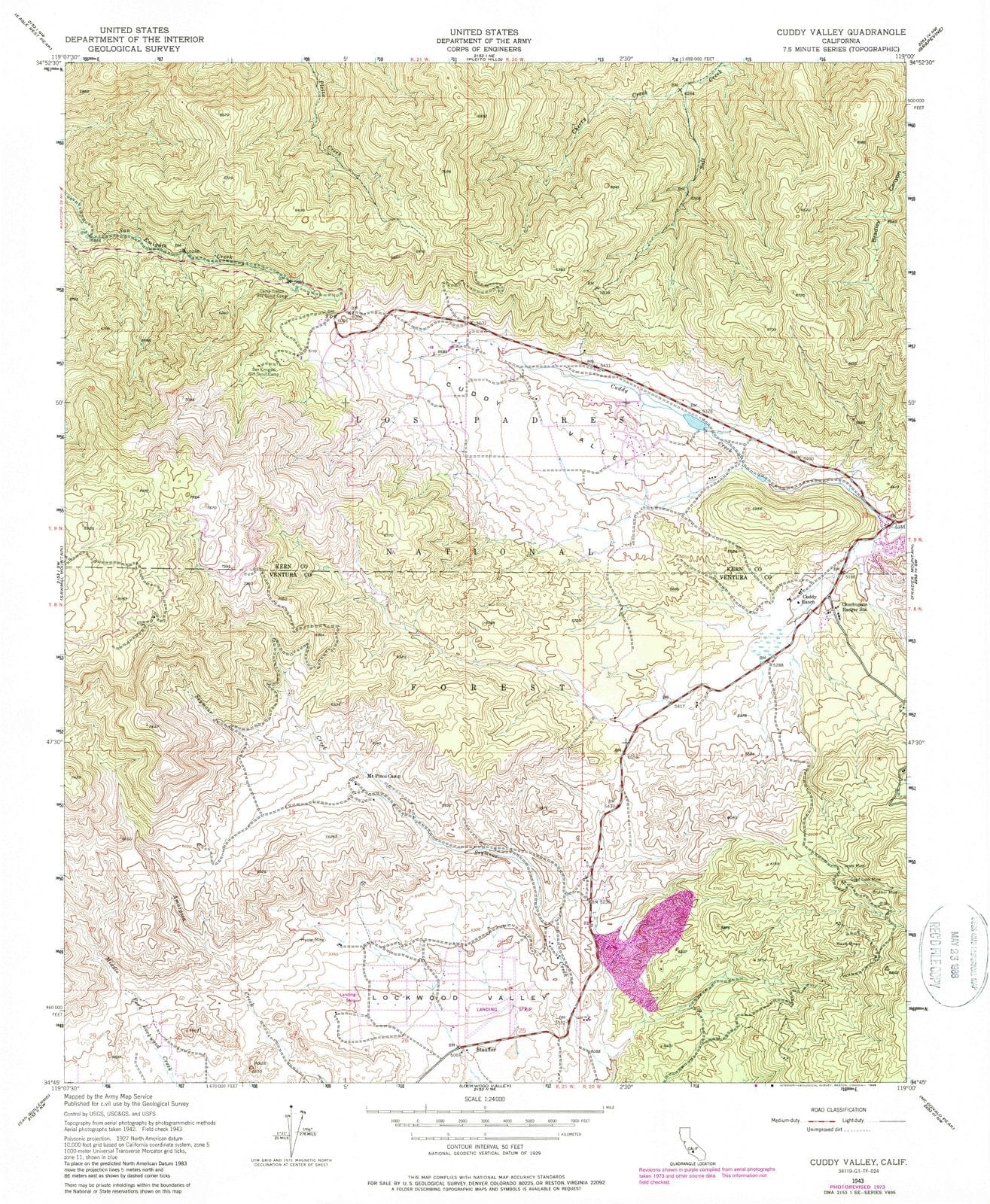 1943 Cuddy Valley, CA - California - USGS Topographic Map
