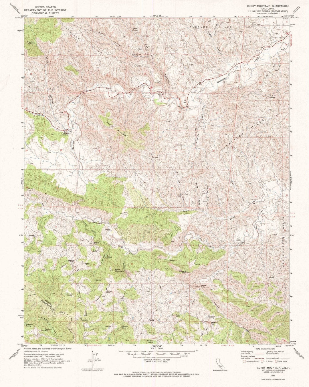 1969 Curry Mountain, CA - California - USGS Topographic Map