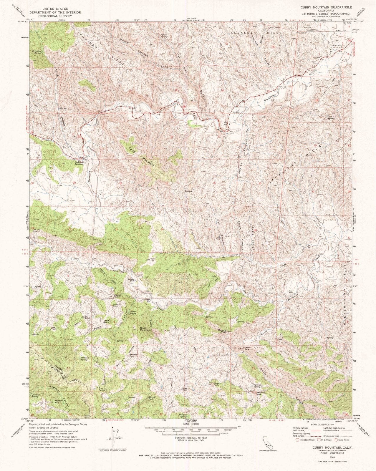 1969 Curry Mountain, CA - California - USGS Topographic Map