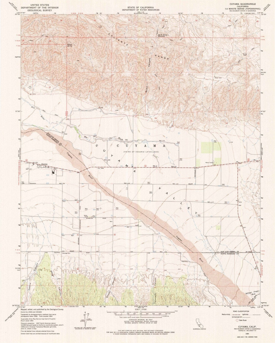 1964 Cuyama, CA - California - USGS Topographic Map