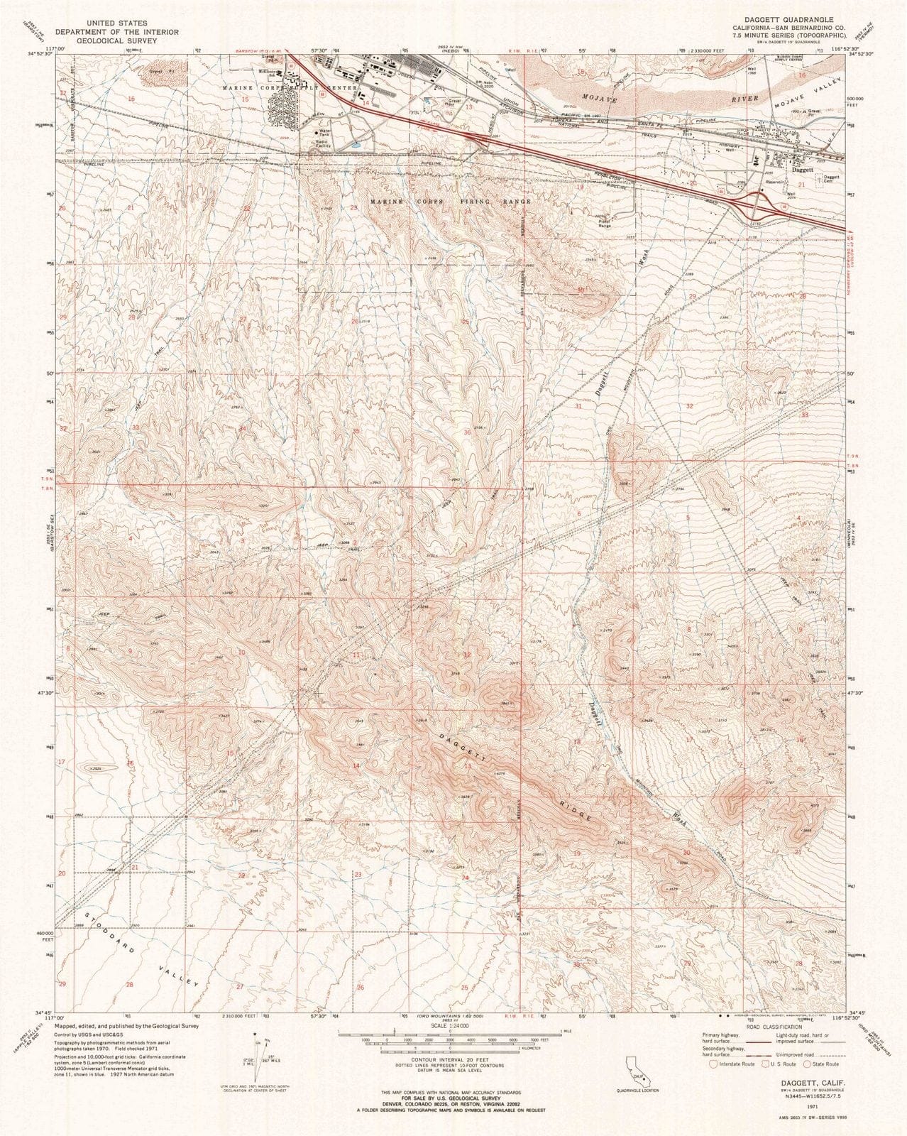 1971 Daggett, CA - California - USGS Topographic Map