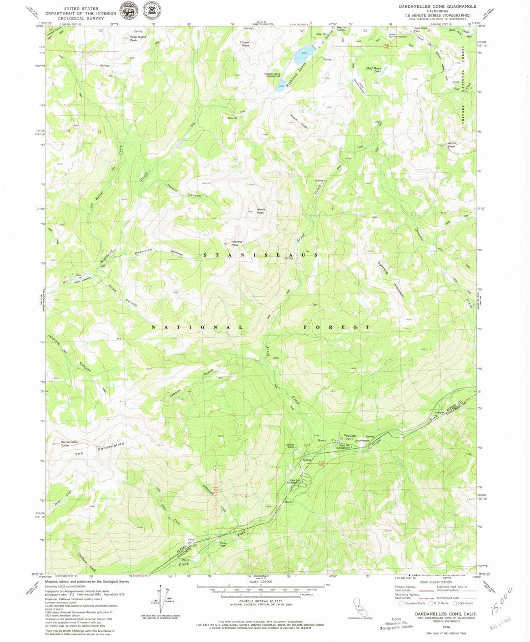 1979 Dardanelles Cone, CA - California - USGS Topographic Map