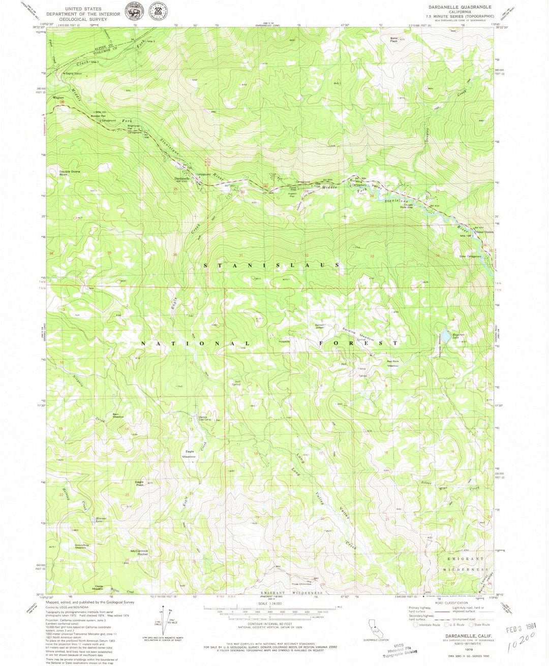 1979 Dardanelle, CA - California - USGS Topographic Map