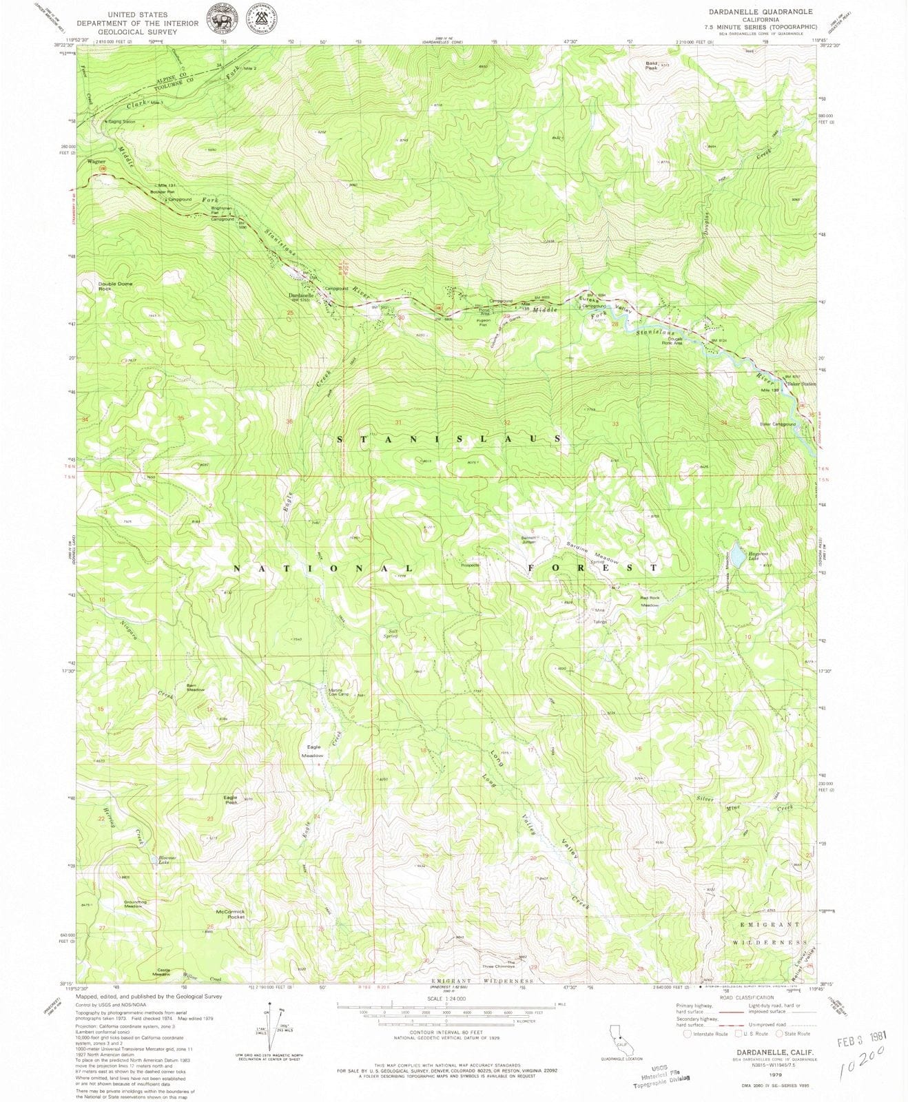 1979 Dardanelle, CA - California - USGS Topographic Map