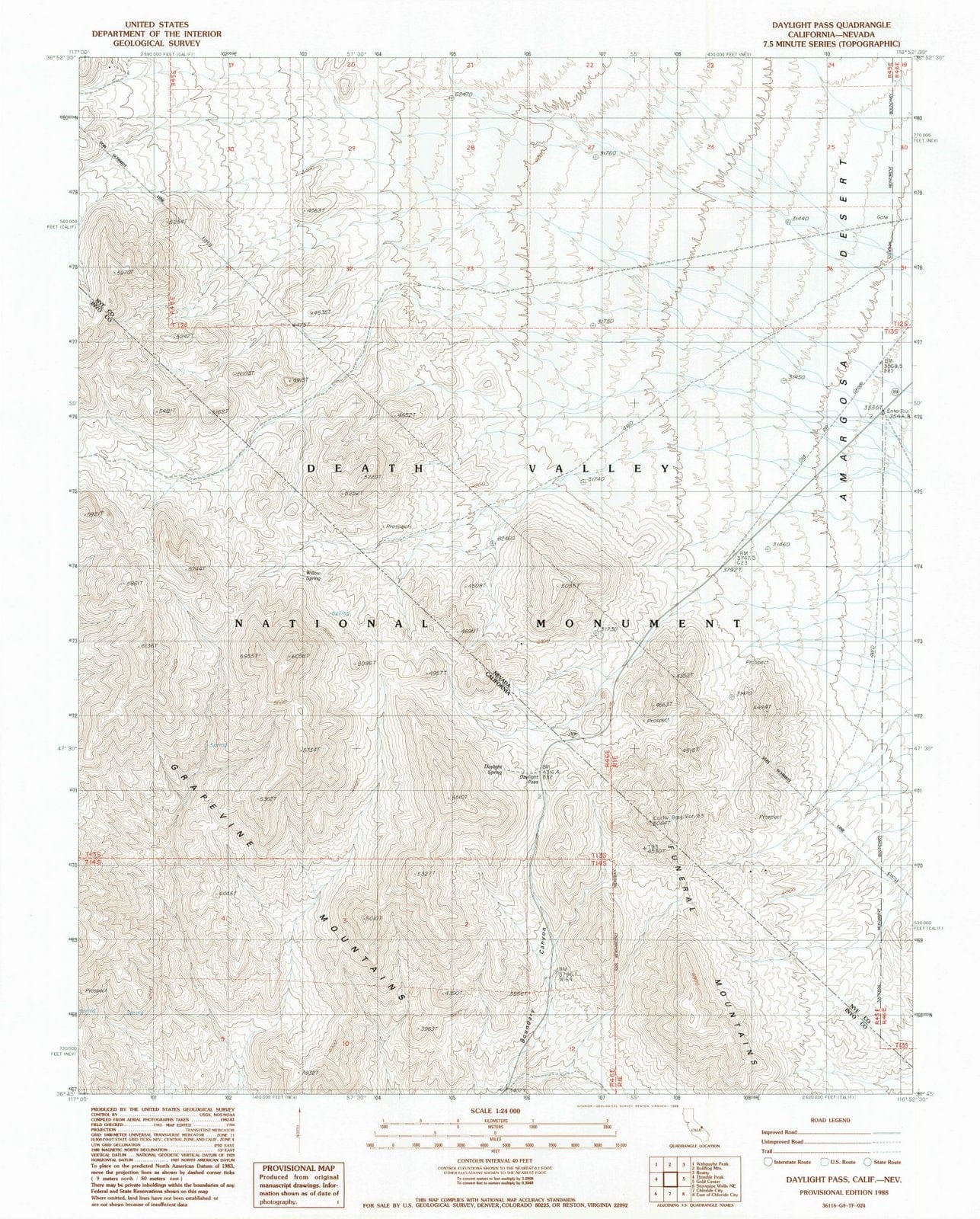 1988 Daylight Pass, CA - California - USGS Topographic Map