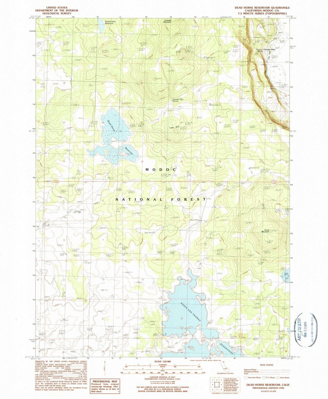 1990 Dead Horse Reservoir, CA - California - USGS Topographic Map