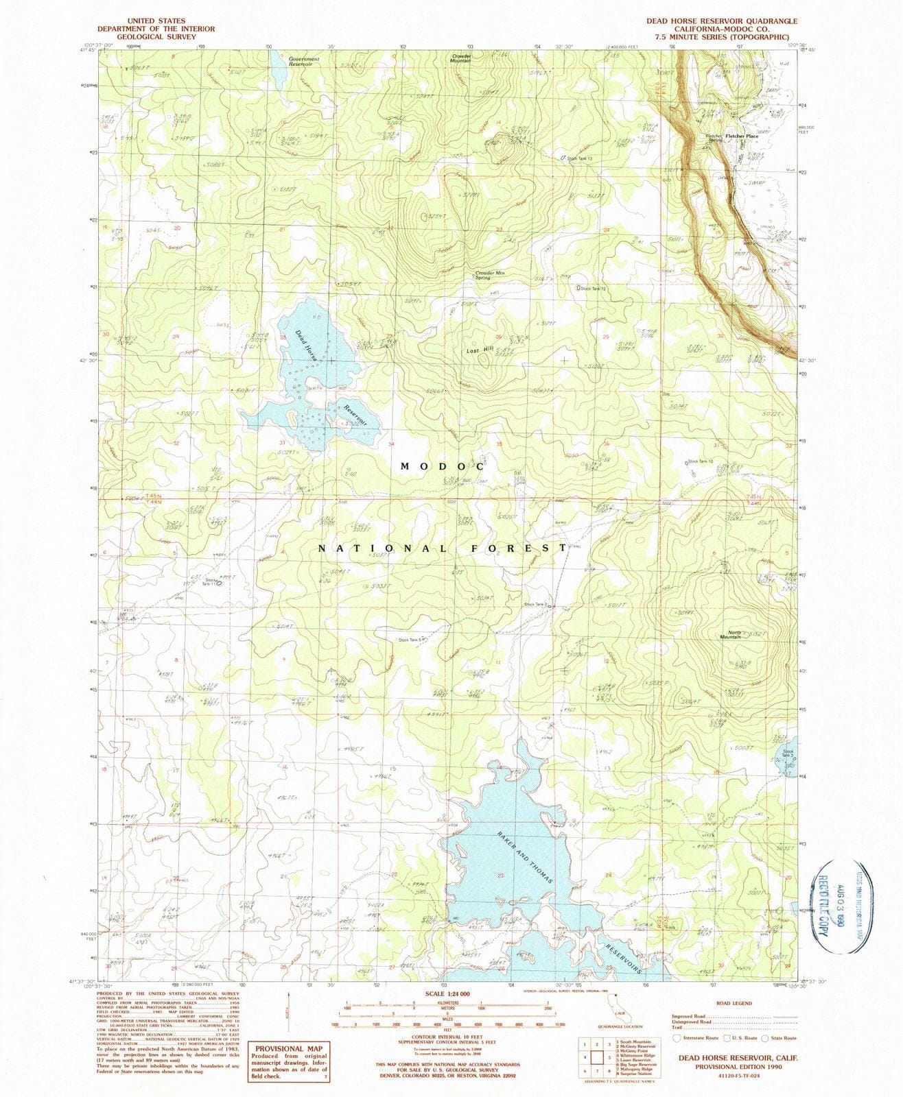 1990 Dead Horse Reservoir, CA - California - USGS Topographic Map