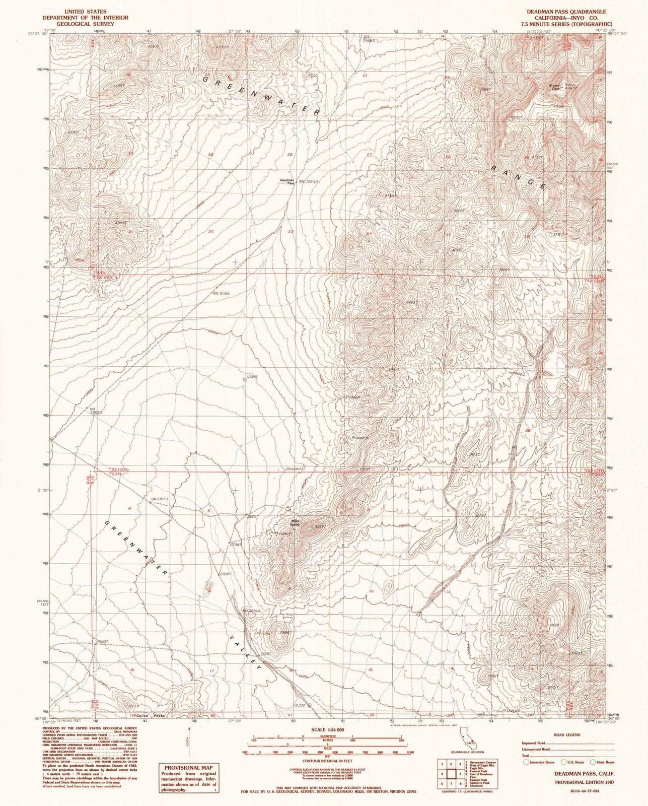 1987 Deadman Pass, CA - California - USGS Topographic Map