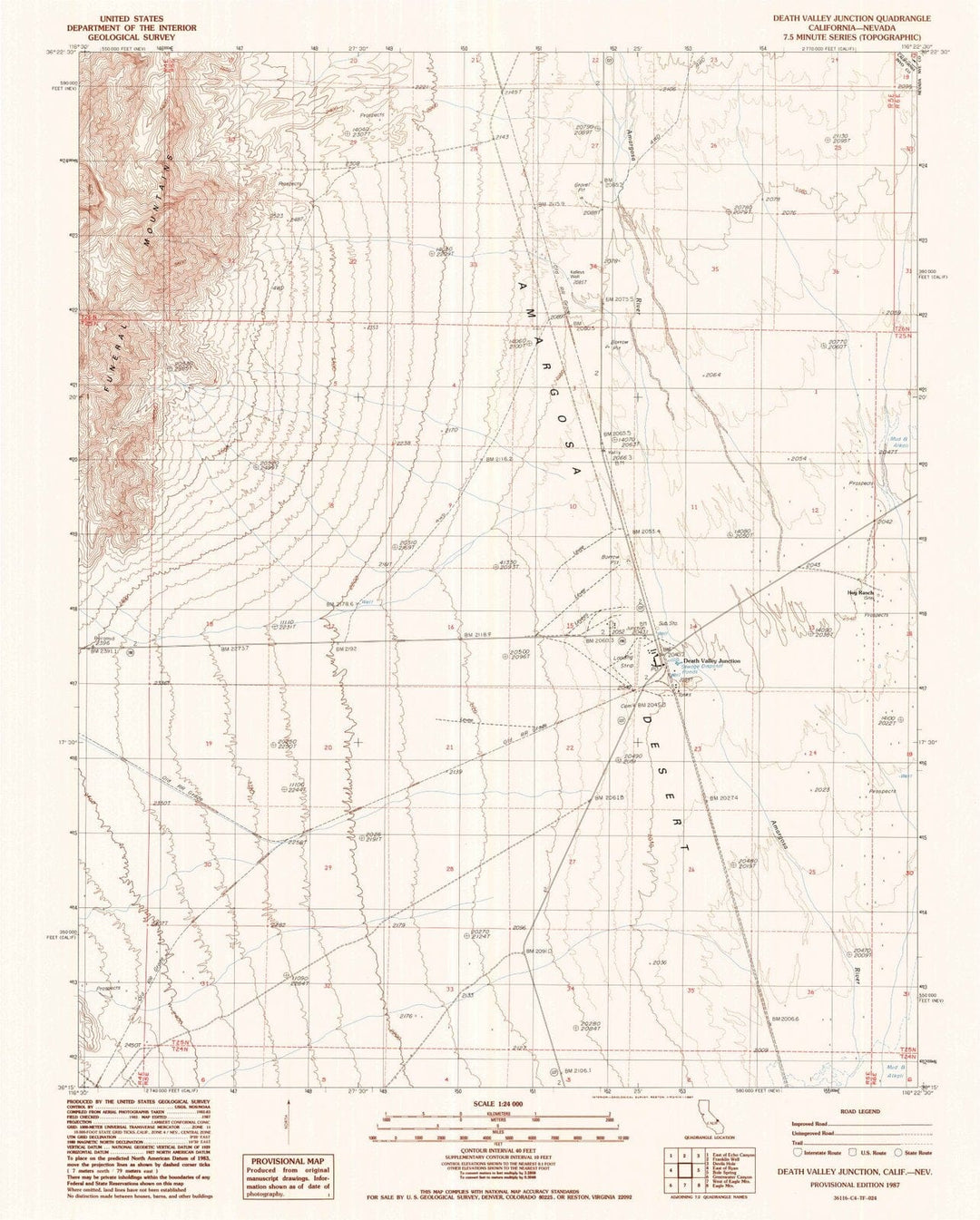 1987 Death Valley Junction, CA - California - USGS Topographic Map
