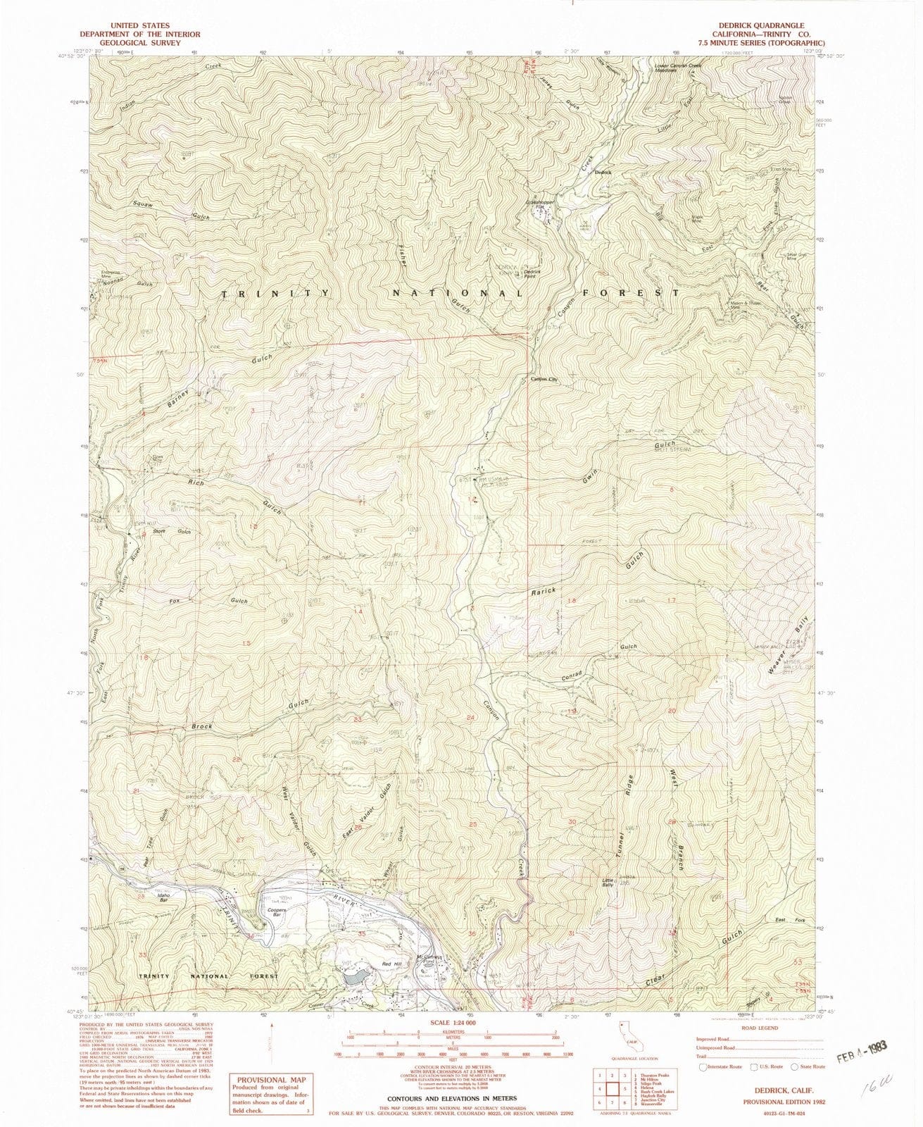 1982 Dedrick, CA - California - USGS Topographic Map