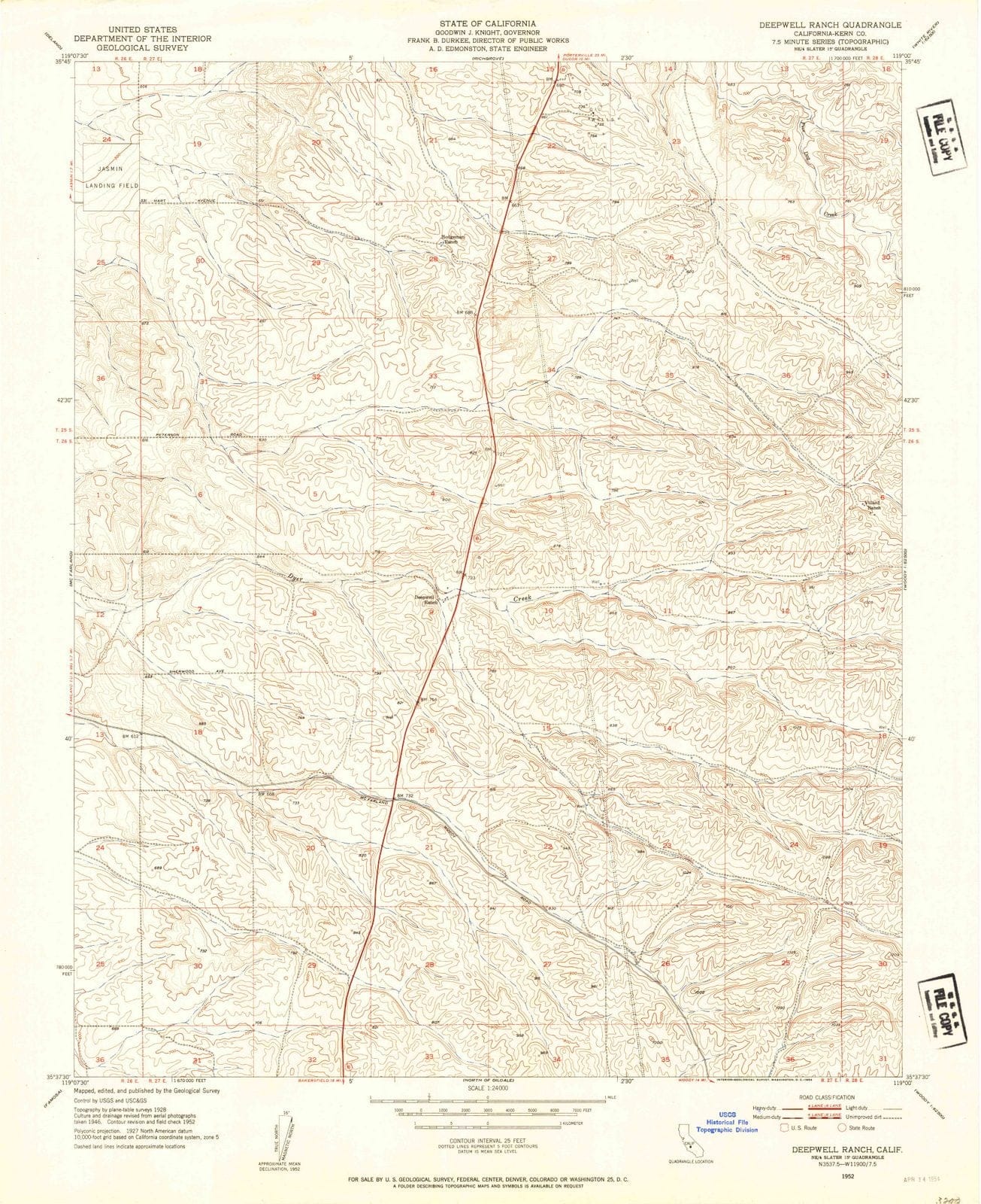 1952 Deepwell Ranch, CA - California - USGS Topographic Map