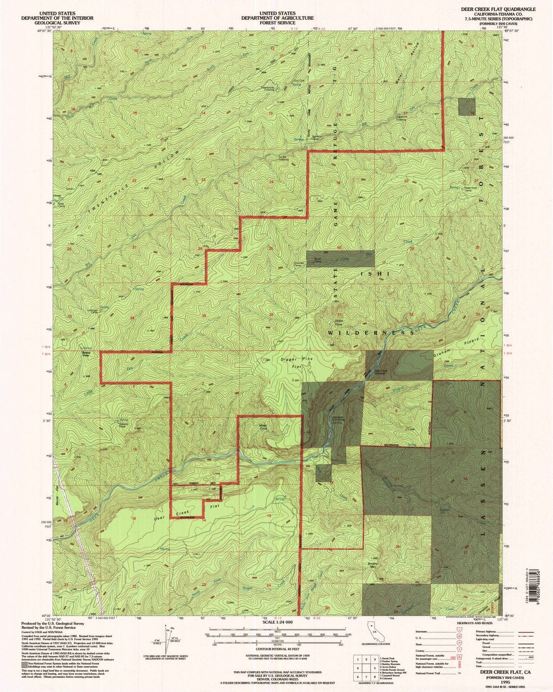 1995 Deer Creek Flat, CA - California - USGS Topographic Map