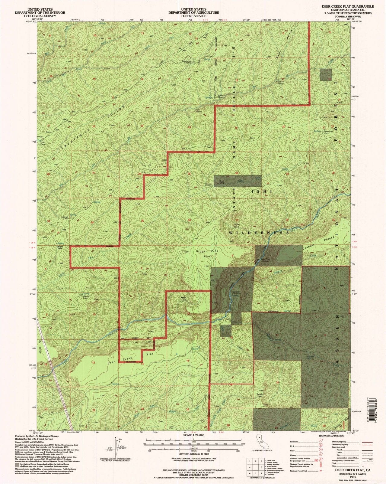 1995 Deer Creek Flat, CA - California - USGS Topographic Map
