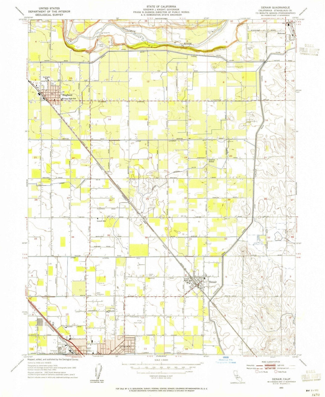 1953 Denair, CA - California - USGS Topographic Map