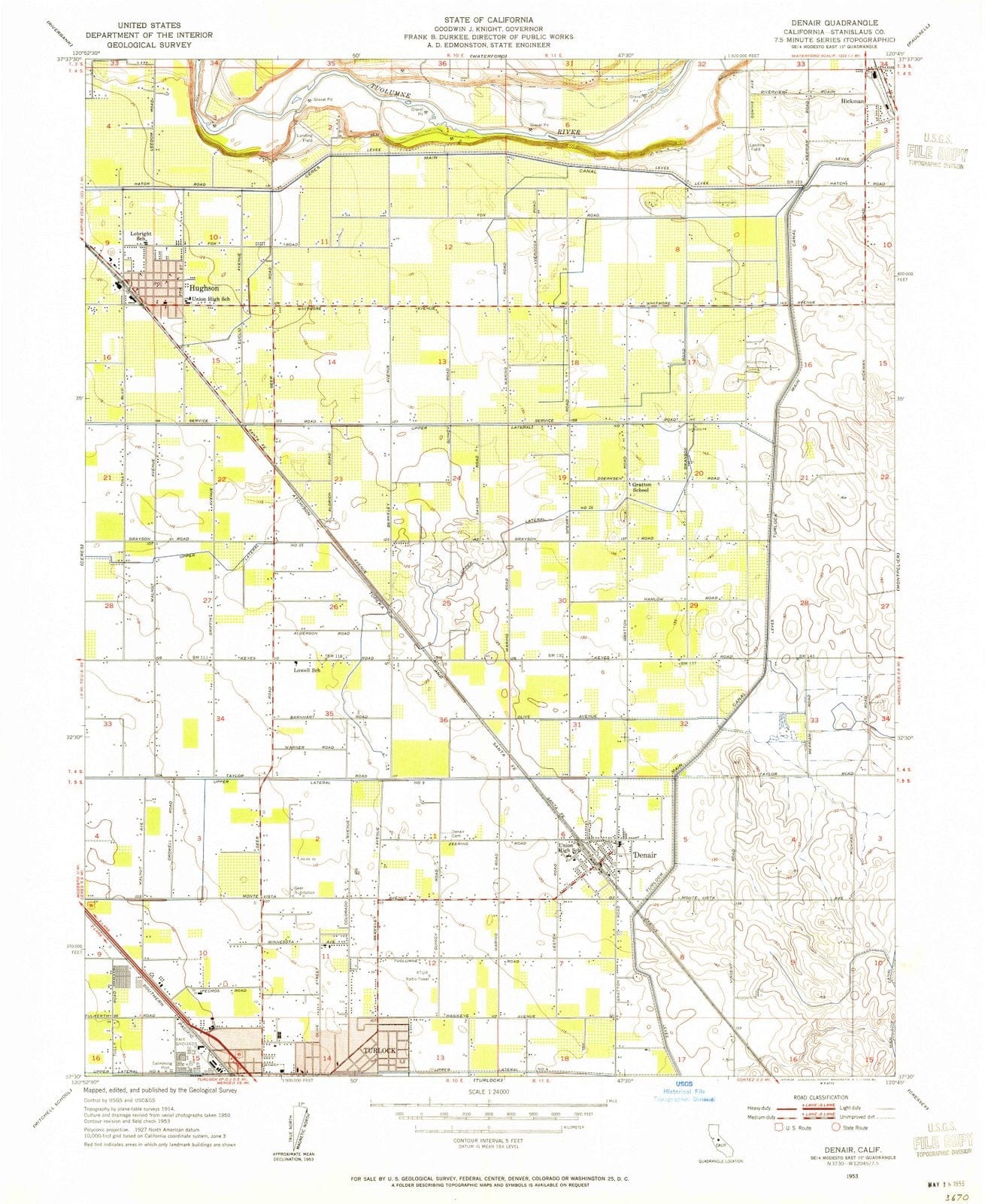 1953 Denair, CA - California - USGS Topographic Map