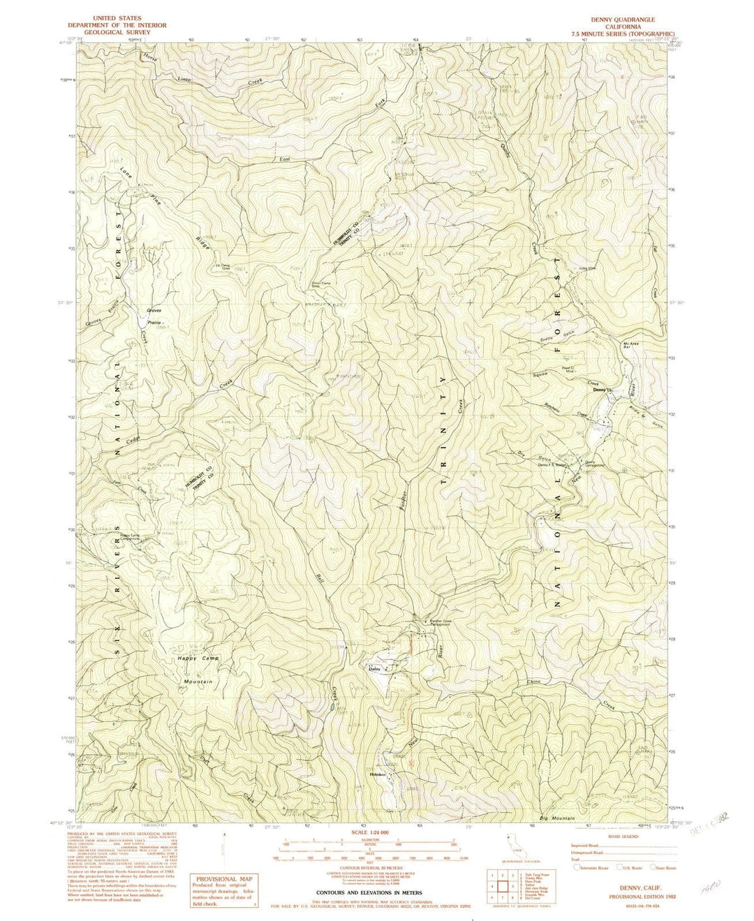 1982 Denny, CA - California - USGS Topographic Map