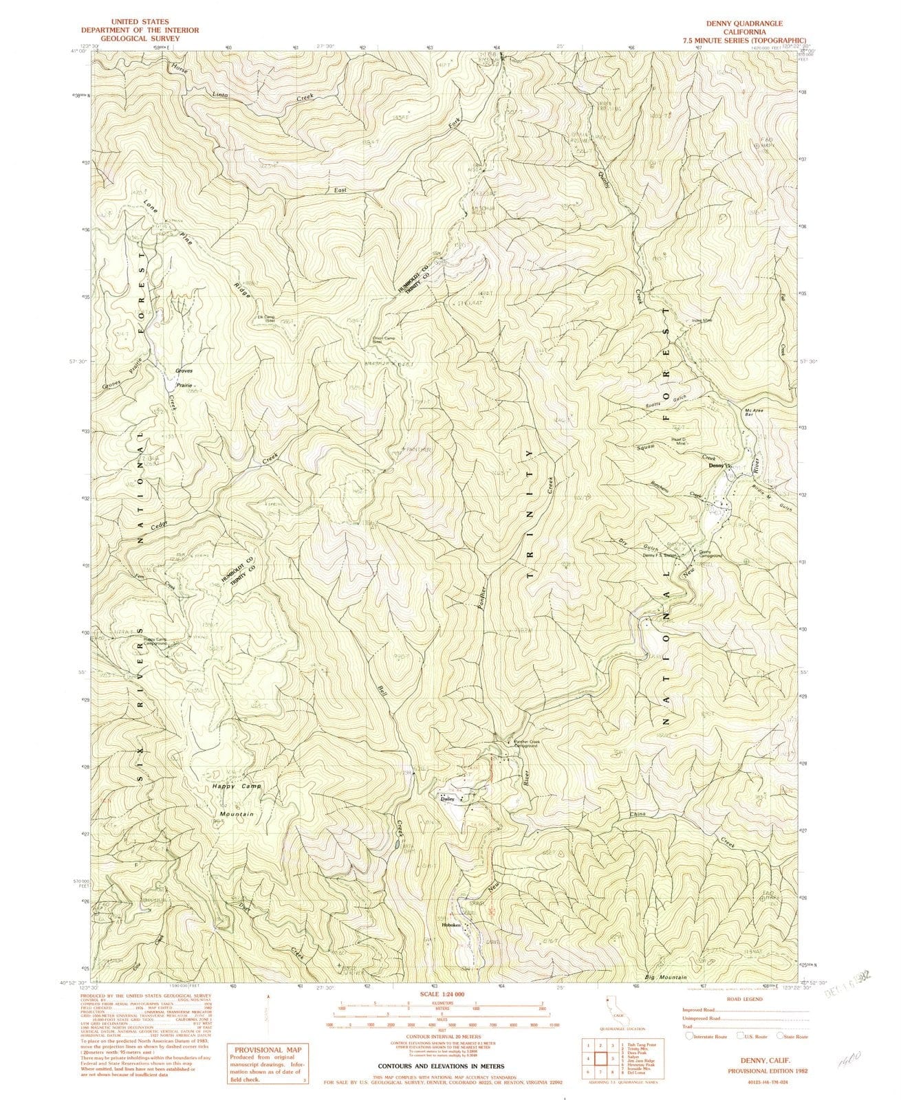 1982 Denny, CA - California - USGS Topographic Map