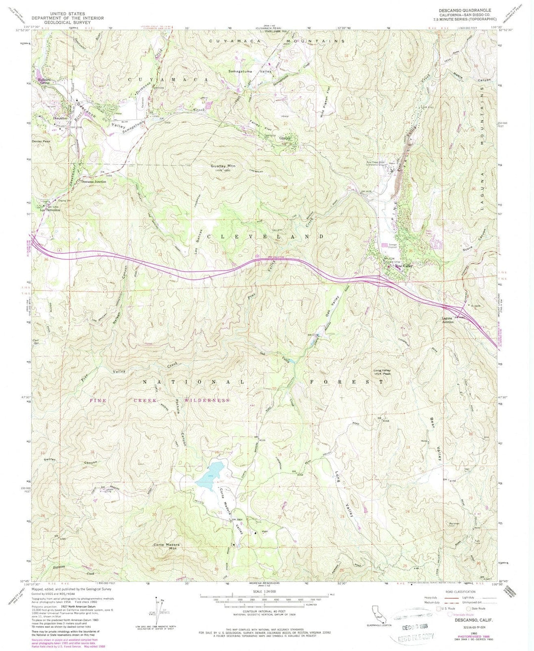 1960 Descanso, CA - California - USGS Topographic Map