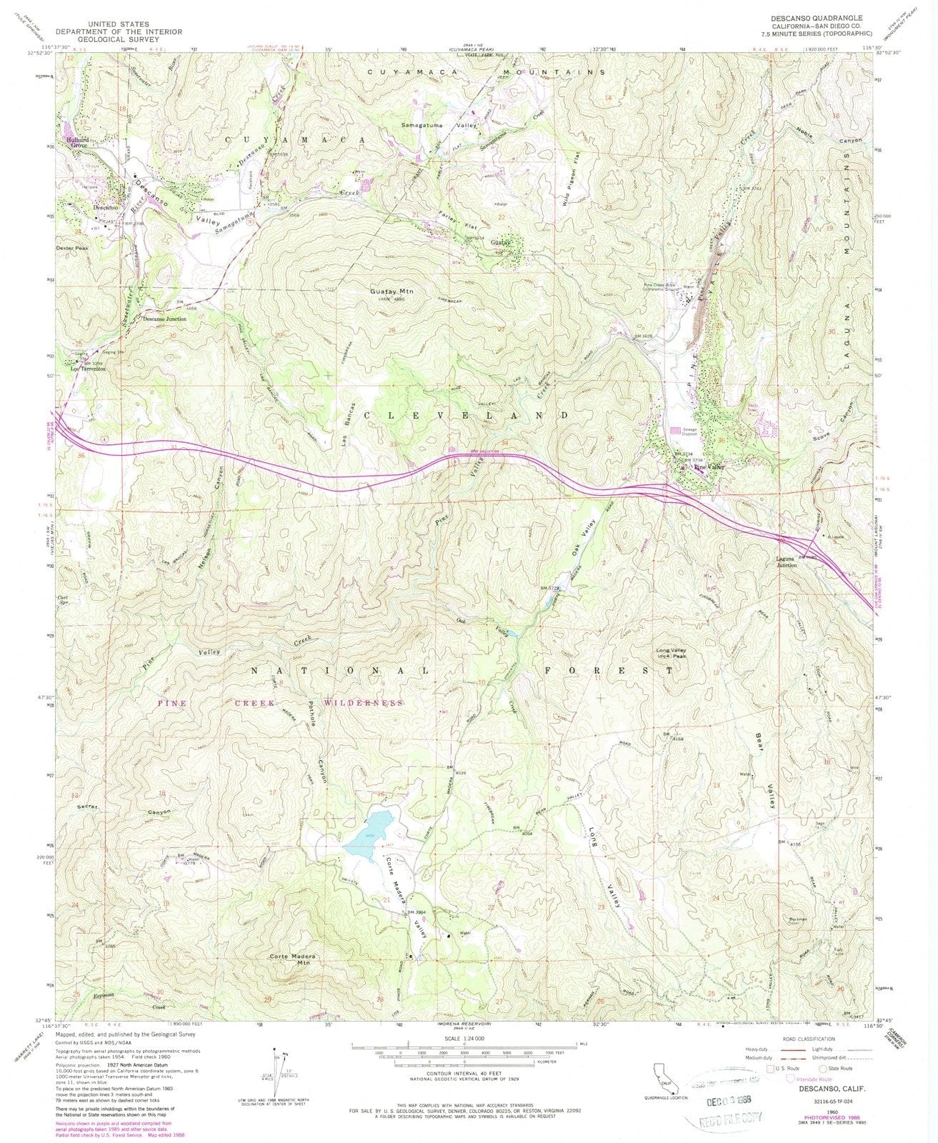 1960 Descanso, CA - California - USGS Topographic Map