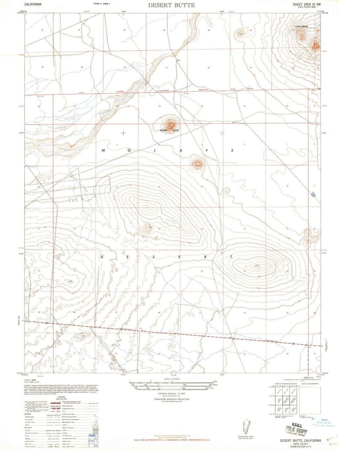 1947 Desert Butte, CA - California - USGS Topographic Map