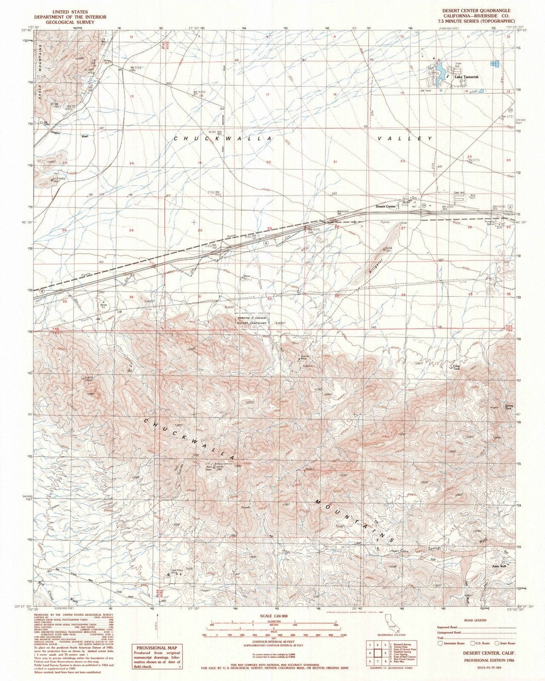 1986 Desert Center, CA - California - USGS Topographic Map