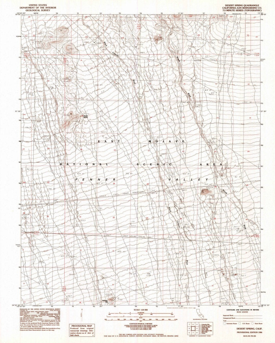 1984 Desert Spring, CA - California - USGS Topographic Map